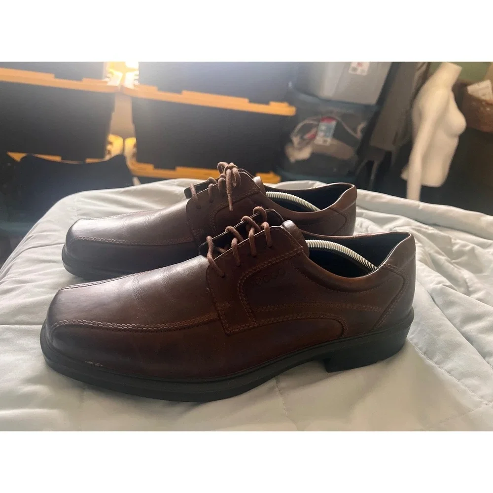 ECCO Helsinki Mens Brown Leather Bike Toe Oxford Dress‎ Shoes Size 46 US 12-12.5